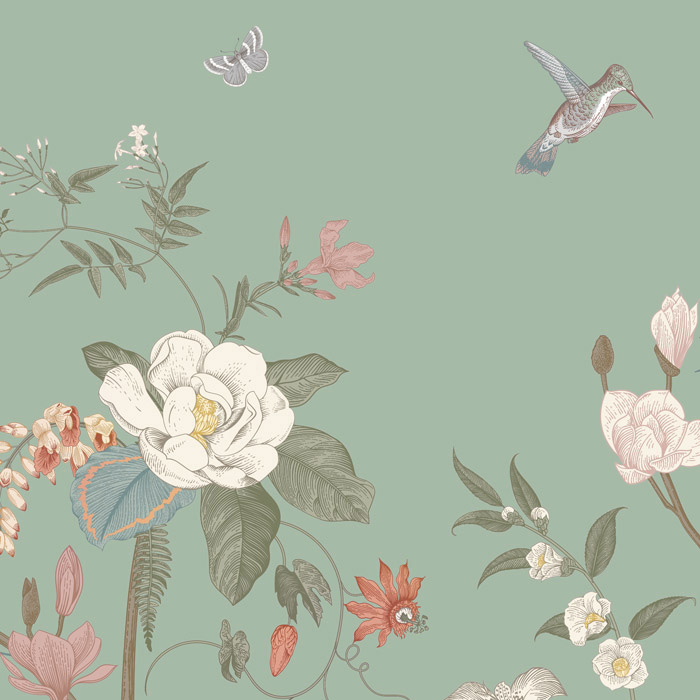 green butterfly floral wallpaper pattern image