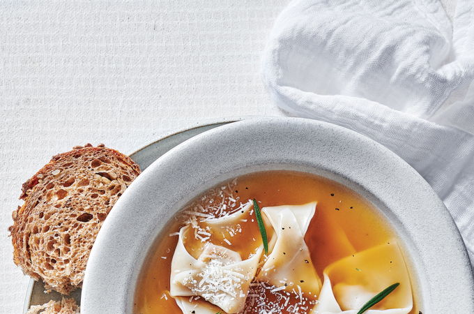 Soupe aux tortellinis à la chair de saucisses