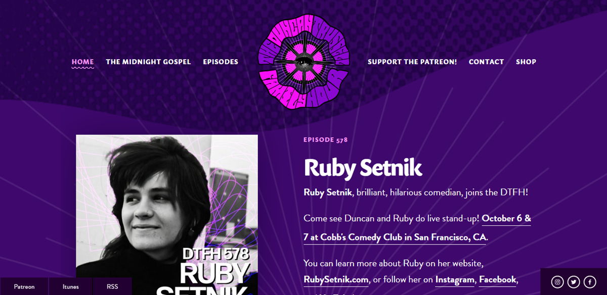 Screenshot of Duncan Trussell Family Hour, from the influencer websites collection.