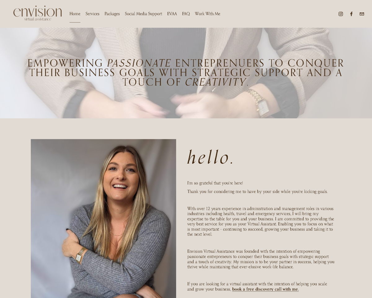Screenshot of Envision Virtual Assistance , from the brown websites collection.