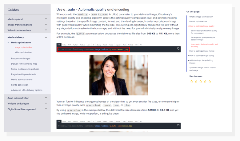 Automatic Quality and Encoding by Cloudinary