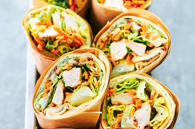 Wraps à la salade de poulet grillé