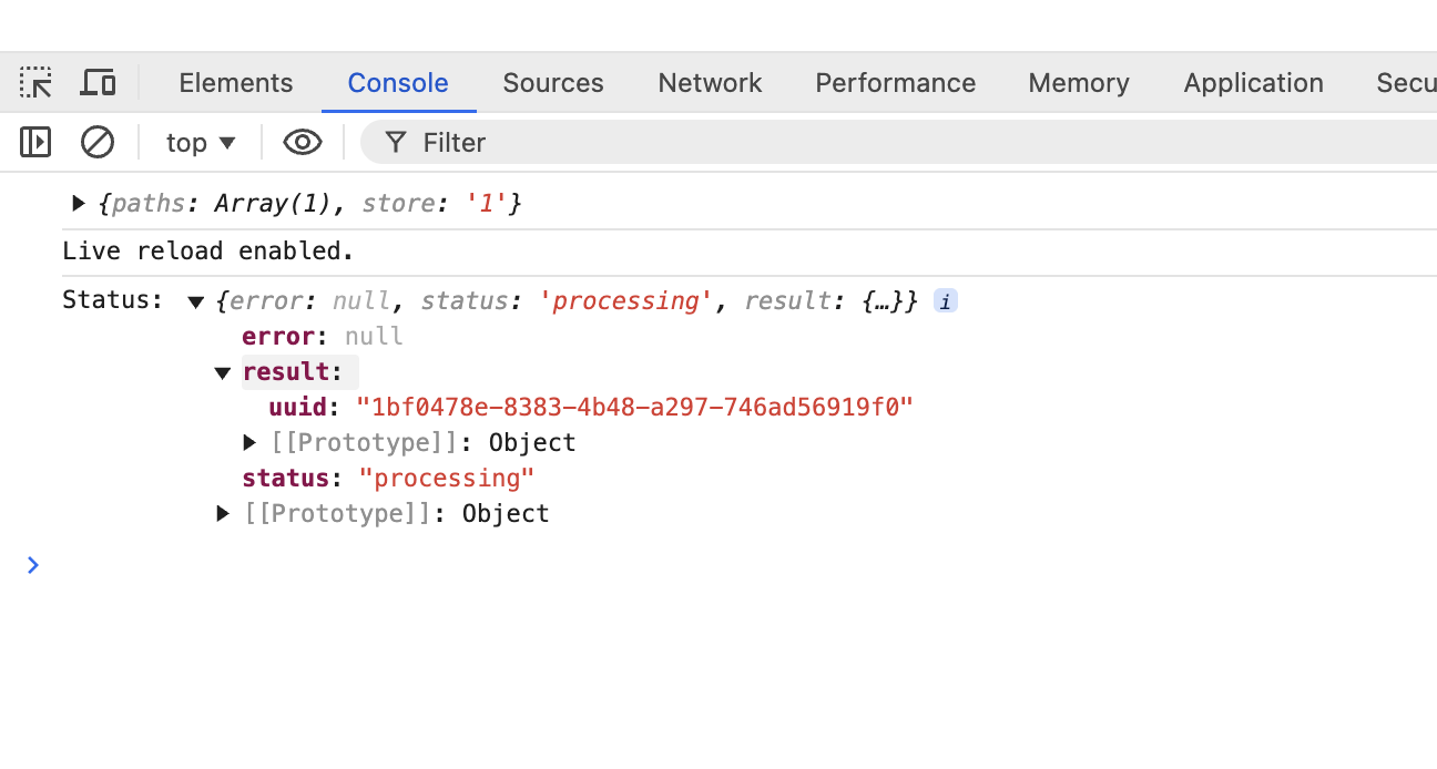 Document conversion status API response