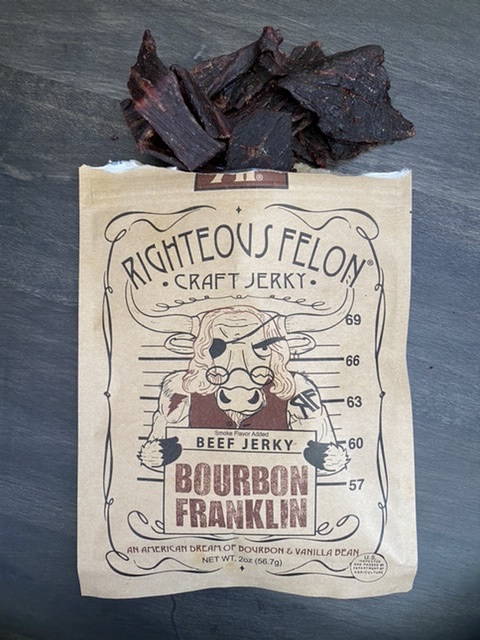 Righteous Felon Bourbon Franklin Beef Jerky JerkyGent