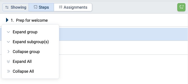 Expand and collapse menu on a Step's triangle