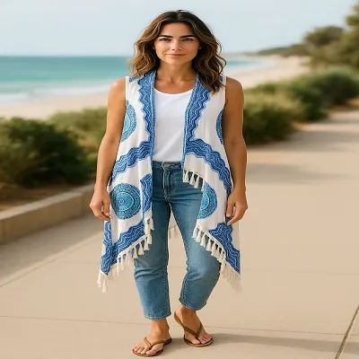 Summer Vest With Flower - Fit up to Size 18