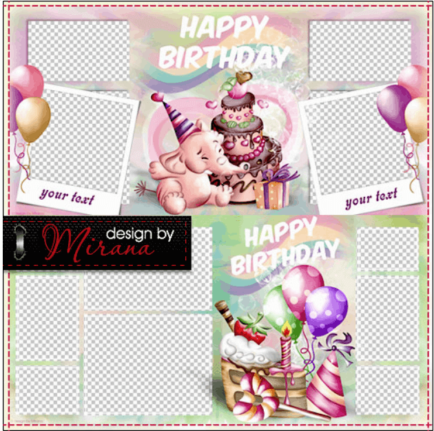 Шаблон фотокниги для праздничных фотографий - с Днем Рождения!