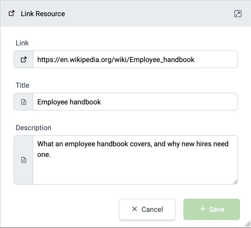 Link Resource dialog