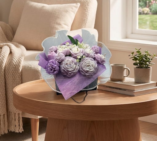 Passionfruit & Vanilla Candle/Melt Handbag Flower Bouquet - Image 7