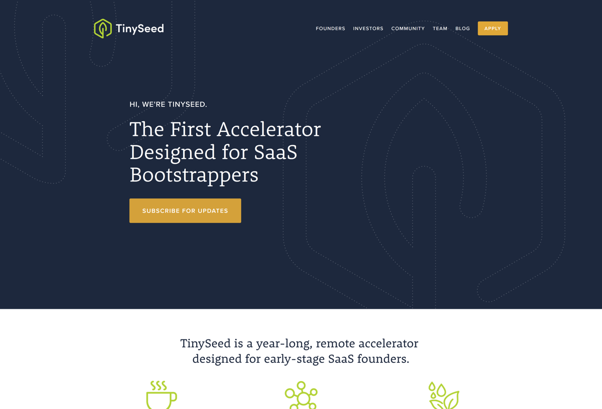 Screenshot of TinySeed, from the squarespace websites  collection.