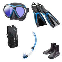 Tusa HyFlex Switch Scuba Mask Fins Snorkel Boots and Bag PacK