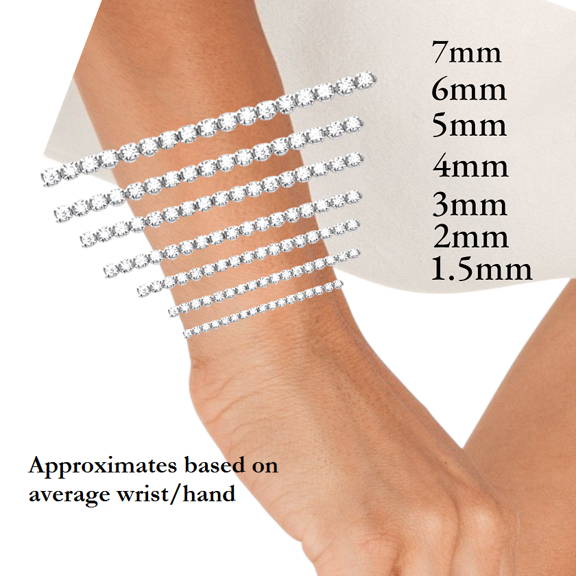 Diamond tennis bracelet widths by carat weight