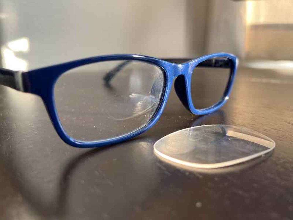 Glasses with one lens removed