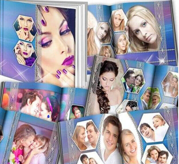 Универсальная фотокнига в Фотошоп для фотографий с тесьмой