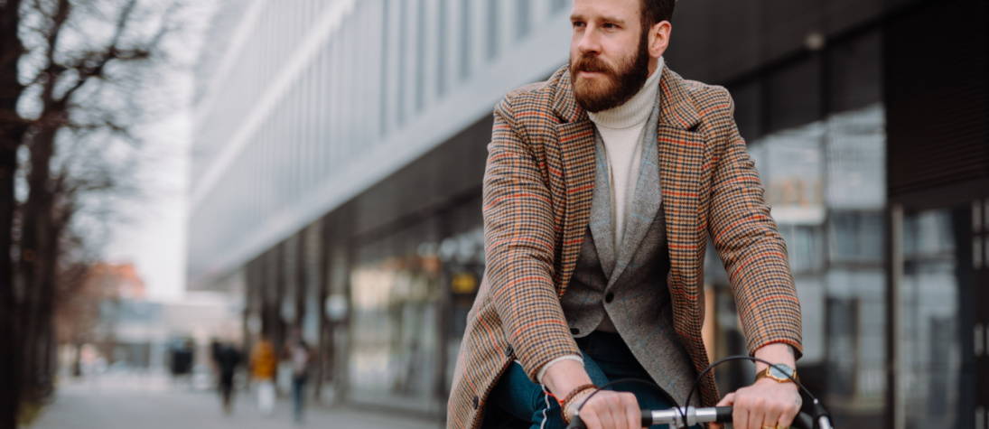 Man riding an electric bike to work