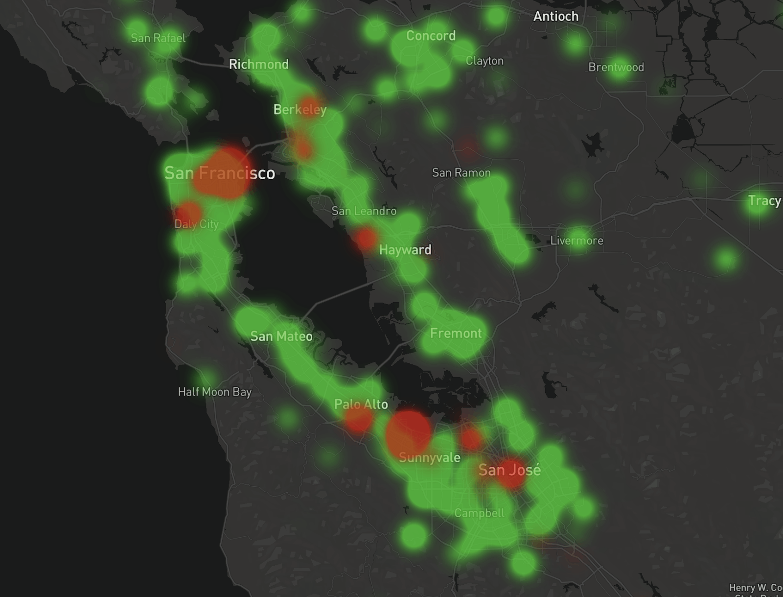 Heatmap of changes in Internet usage patterns