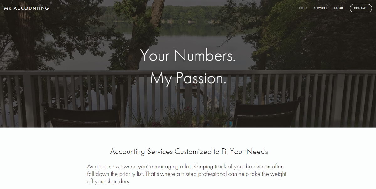 Screenshot of MK Accounting, from the advisor websites collection.