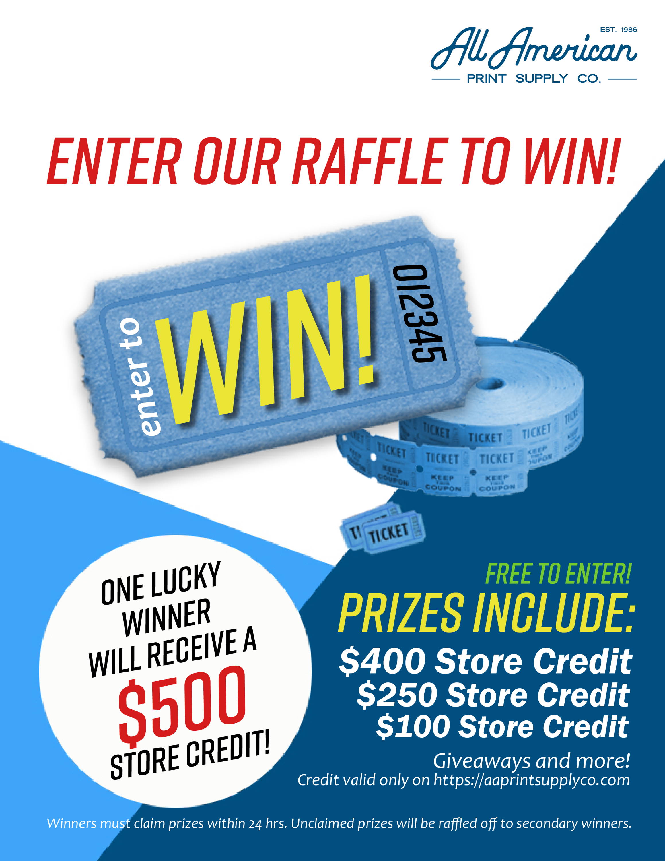 One lucky winner will receive $500 store credit