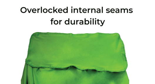 Overlocked internal seams for durability.