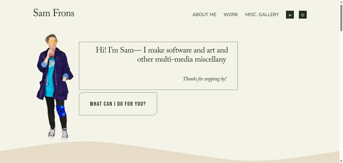 Screenshot of Sam Frons, from the product manager portfolios collection.