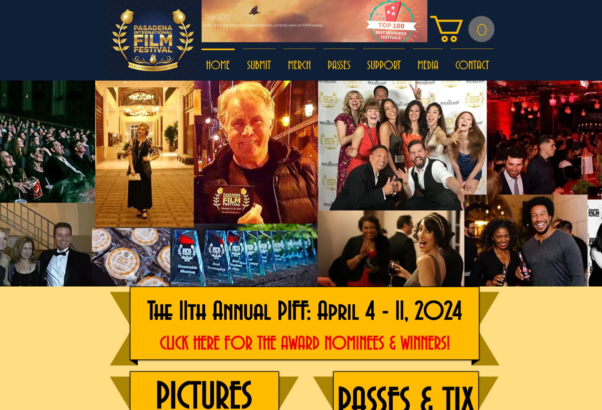 Screenshot of Pasadena International Film Festival, from the yellow websites collection.