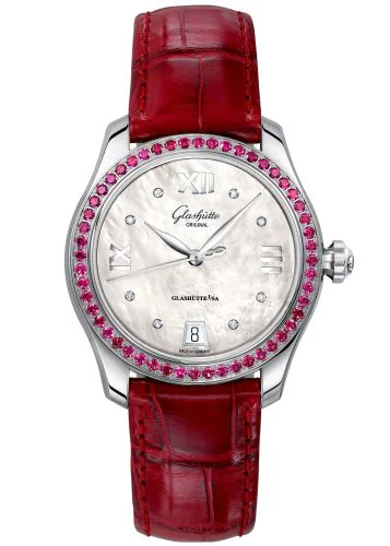 Lady Serenade Stainless Steel / Ruby / MOP / Alligator / Pin