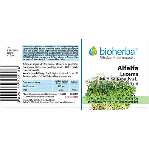 Alfalfa Luzerne, Medicago sativa L., Tropfen, Tinktur 50 ml