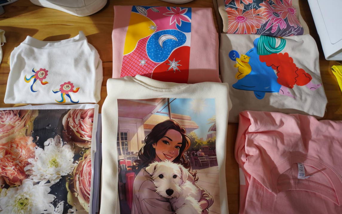 High-resolution DTF print results on cotton fabric with vibrant colors and soft texture.