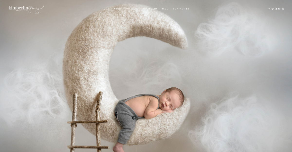 Screenshot of Kimberlin Gray Photography, from the photography websites collection.