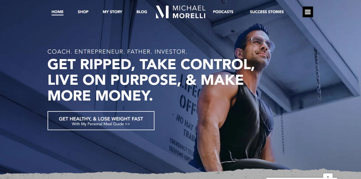 Screenshot of Michael Morelli, from the personal trainer websites collection.