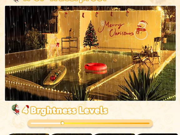 Features of Ollny's 800 leds clear cable cool white string lights - mobile size