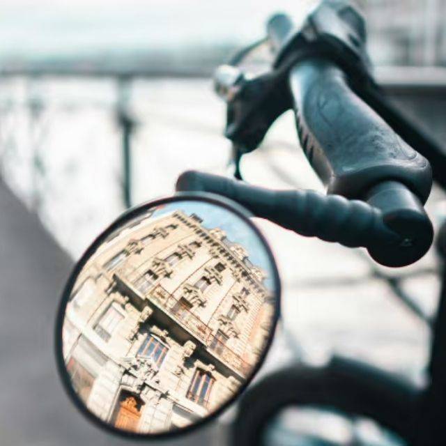 Closeup of e-bike mirror