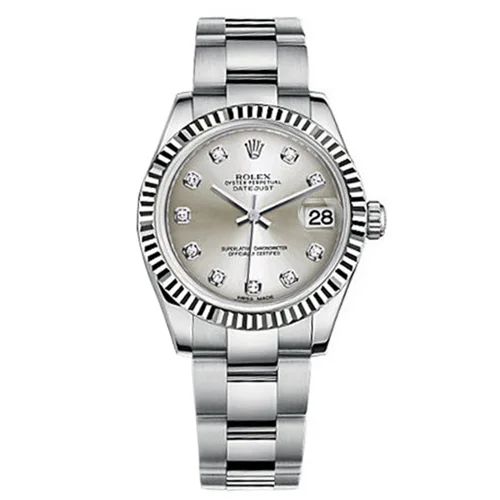 Rolex Datejust 31 Silver Diamond Dial Oyster