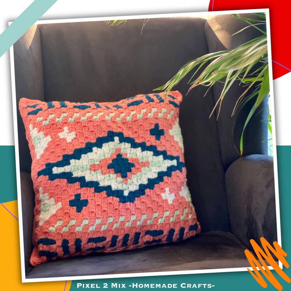 Atzi - The Aztec Pillow Cover - Corner to Corner C2C Crochet