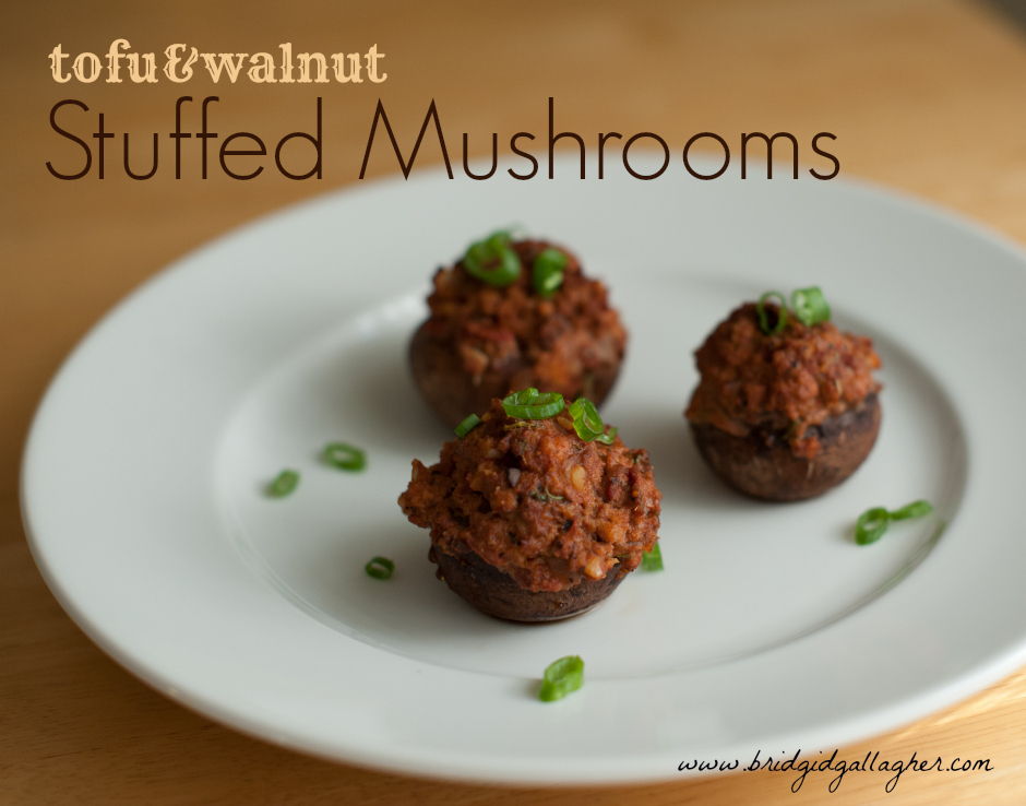 Tofu and Walnut-Stuffed Mushrooms