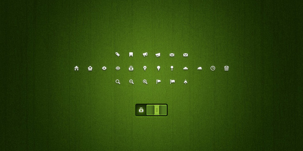 Маленькие (минииконки) иконки в формате psd (конверт, дом, корзина, часы, лупа, флажок и др.)