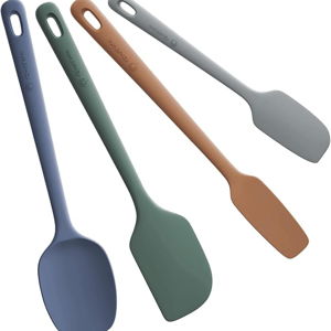 4 Pieces Silicone Spatula Set, Food Grade Rubber Spatula, Upgrade Strong Handle with Ergonomic Grip, Heat Resistant for Nonstick Cookware, Cooking