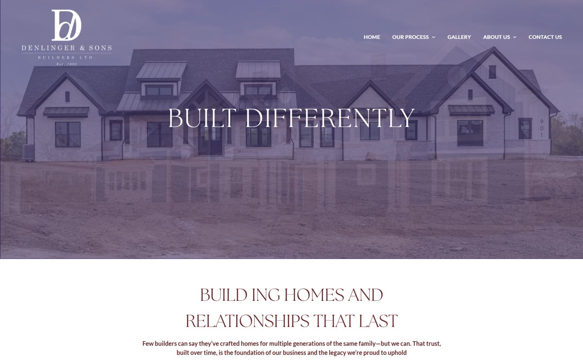 Screenshot of Denlinger & Sons, from the home builder websites collection.