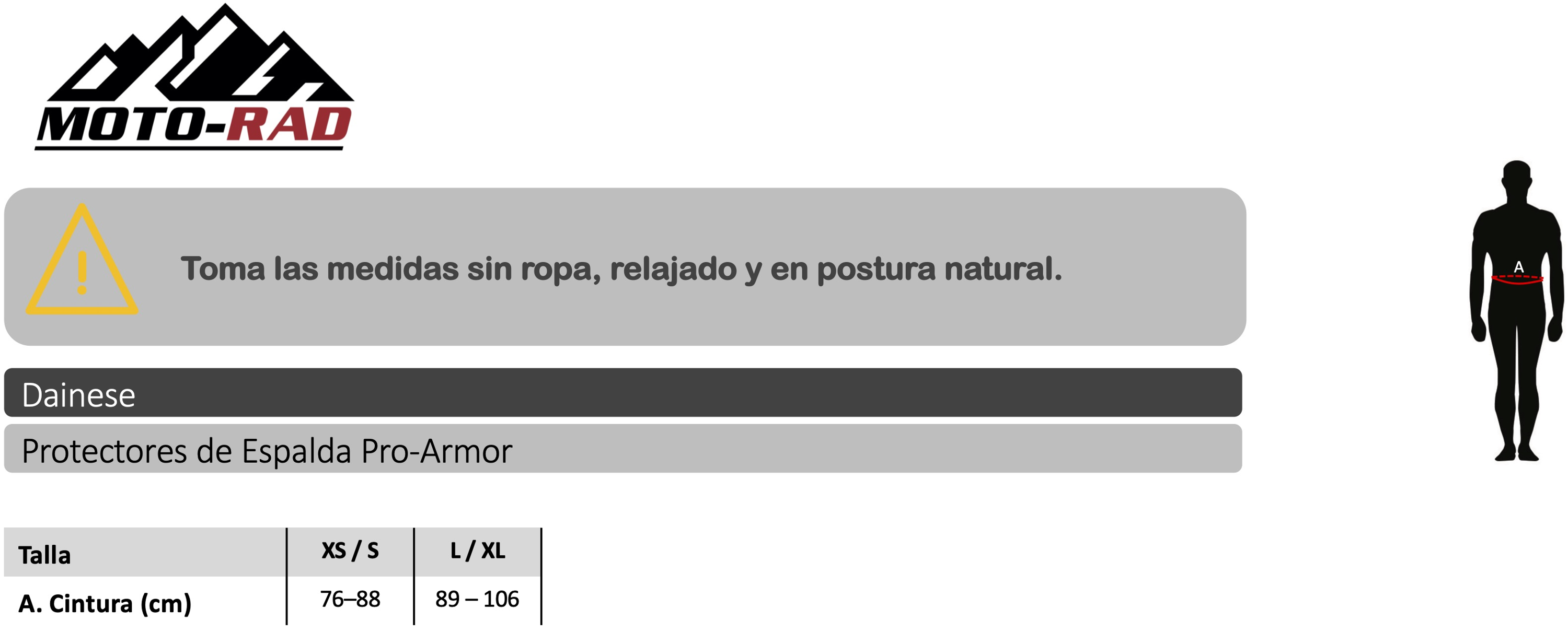 Guia de Tallas Protector de Espalda Dainese