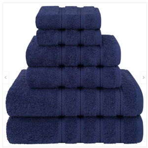 Navy - American Soft Linen 6 Piece Turkish Cotton Bath Towel Set