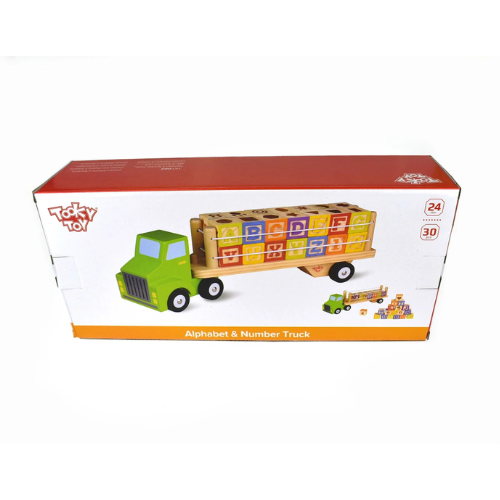 Learning toy Truck: Wooden kids alphabet and numbers toy truck - Image 4