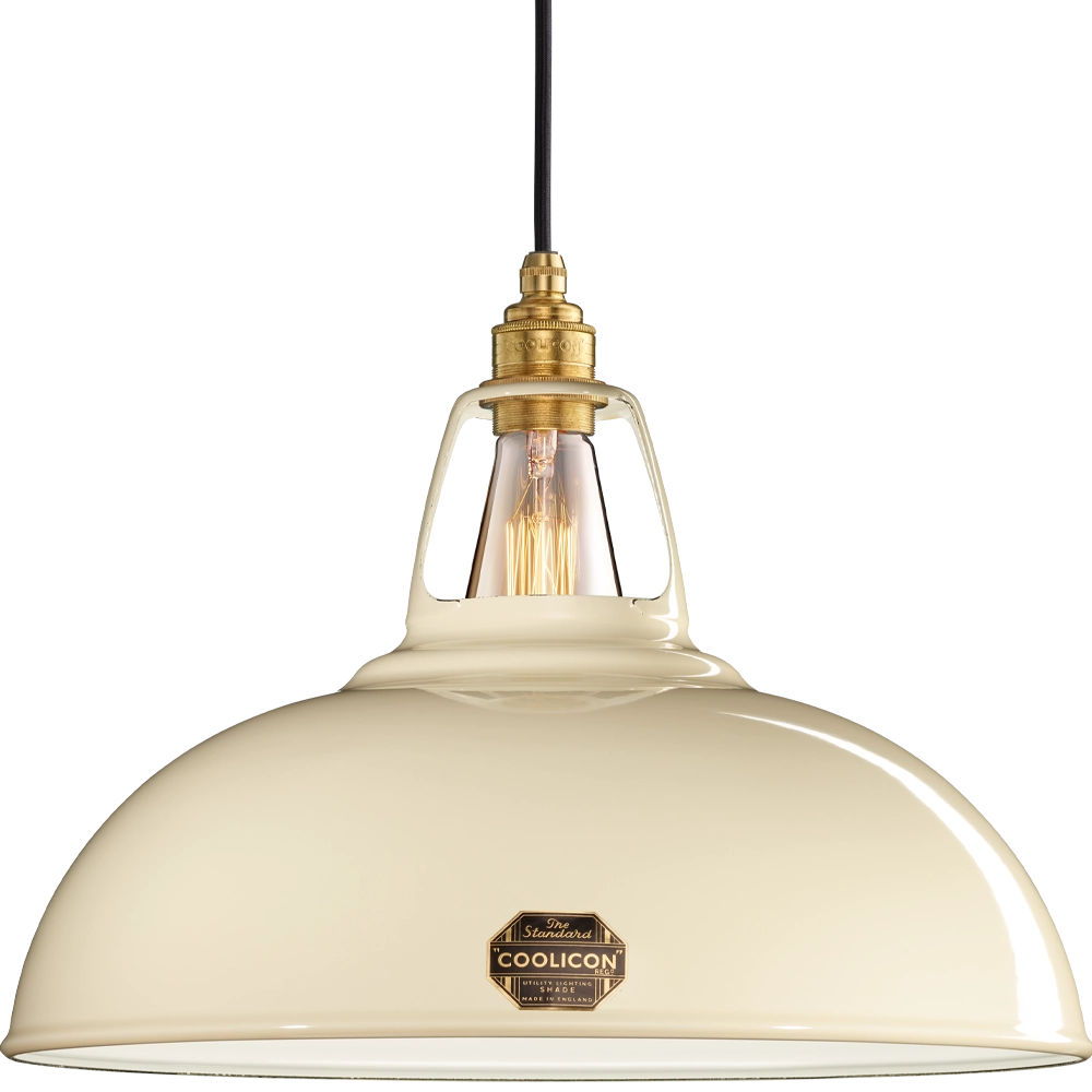 Large Classic Cream Coolicon lampshade with a black Industrial pendant set
