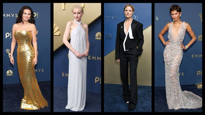 Image may contain: Julia Garner, Louise Marwood, Formal Wear, Clothing, Suit, Fashion, Blazer, Coat, Jacket, and Adult