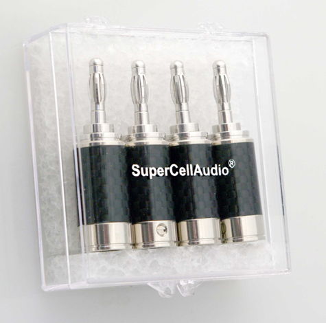 SuperCellAudio ® Rhodium Banana Plugs Set of 4
