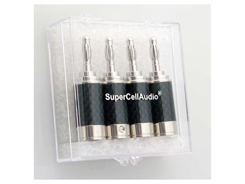 SuperCellAudio ® Rhodium Banana Plugs Set of 4
