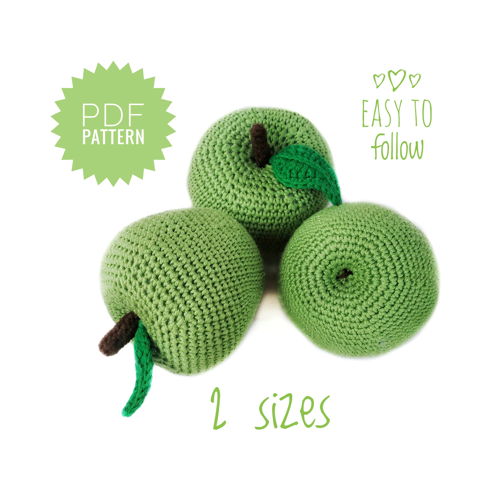 APPLE haakpatroon PDF - Boerderij Play Food Gehaakt Voedsel Patroon Amigurumi Patronen Speel Keuken Beginner Gemakkelijk Gehaakt Fruit Patroon