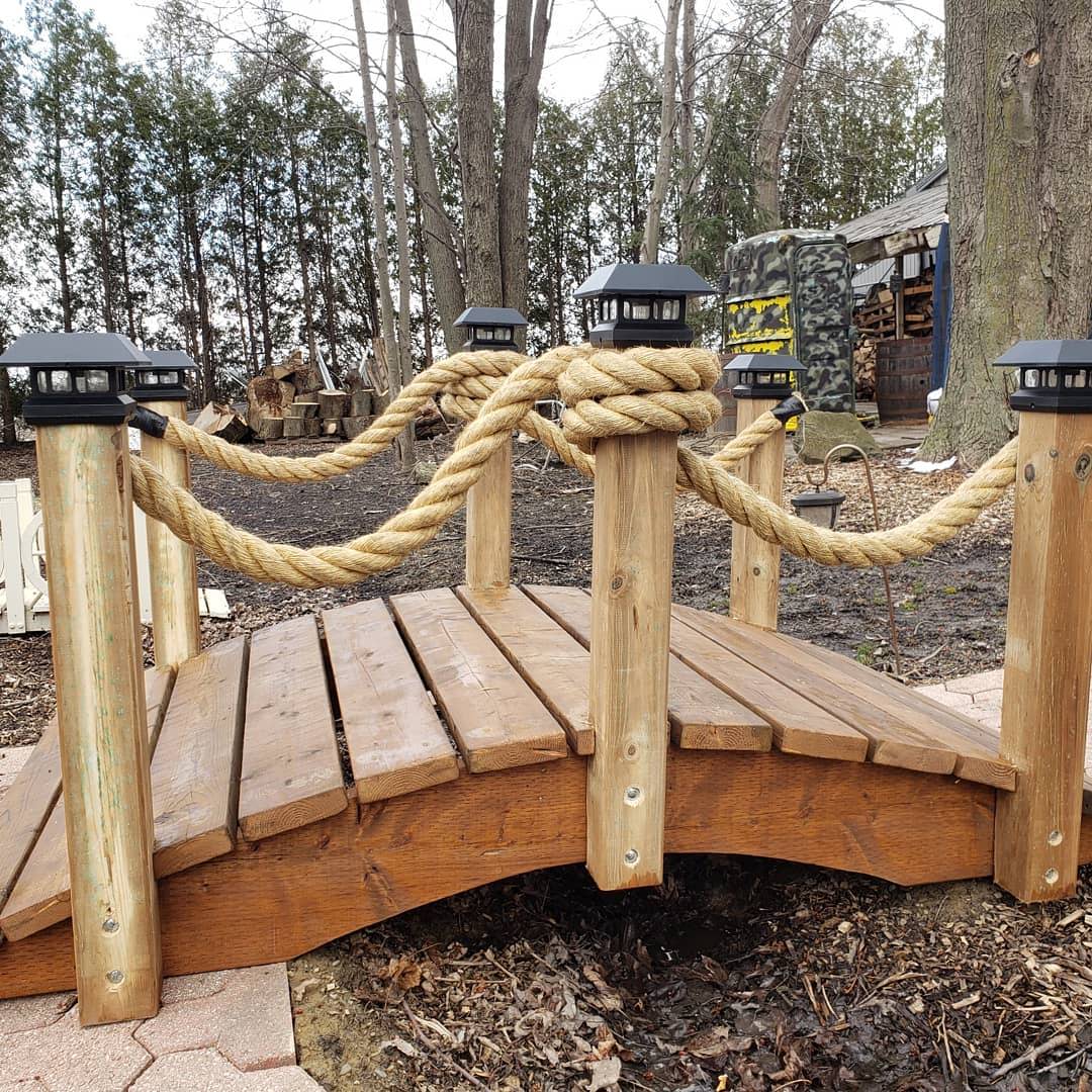 Rope Rail Garden Bridge