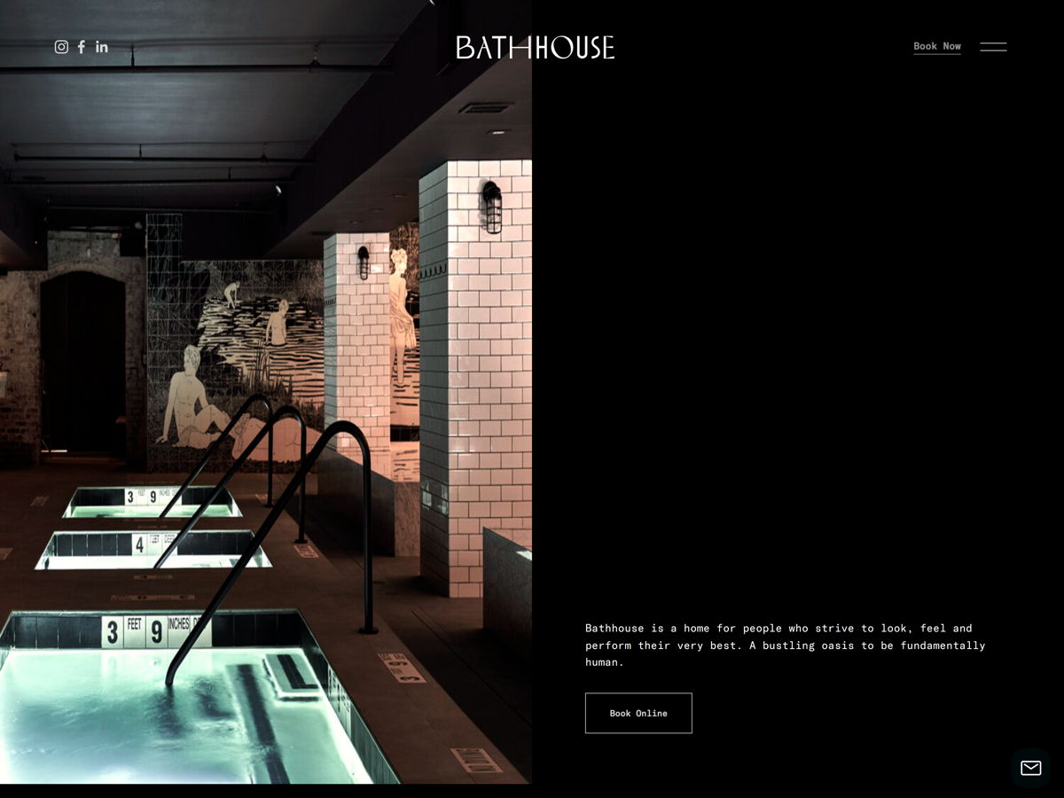 Screenshot of Bathhouse, from the squarespace websites  collection.