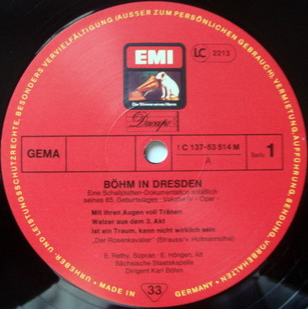EMI HMV / KARL BOHM, - Bohm in Dresden Vol.4, MINT, 6LP...