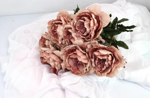 Dusty Pink Silk Touch Peony Stem - Realistic Artificial Flowers Box of 12 - Image 5